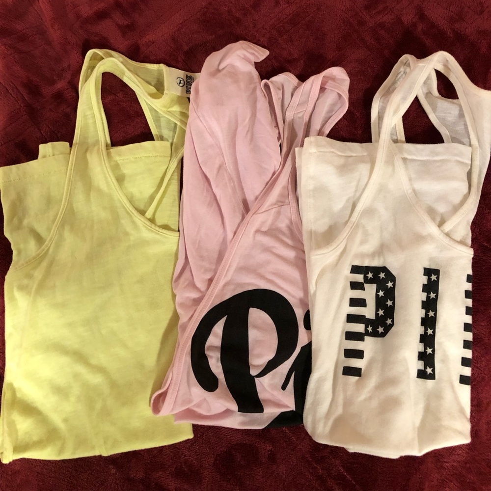 Lot of 3 Vs pink razor back tanks